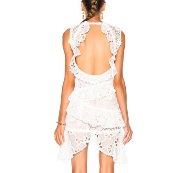 NWT Alexis Arleigh White Ruffle Guptiere Lace Dress XS - Picture 5 of 16